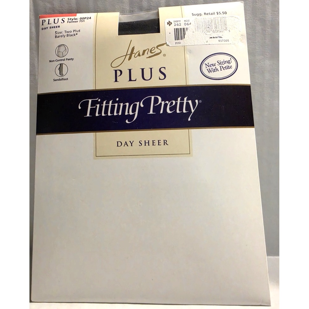 Hanes Plus Fitting Pretty Day Sheer Two Plus 2+ Barely Black